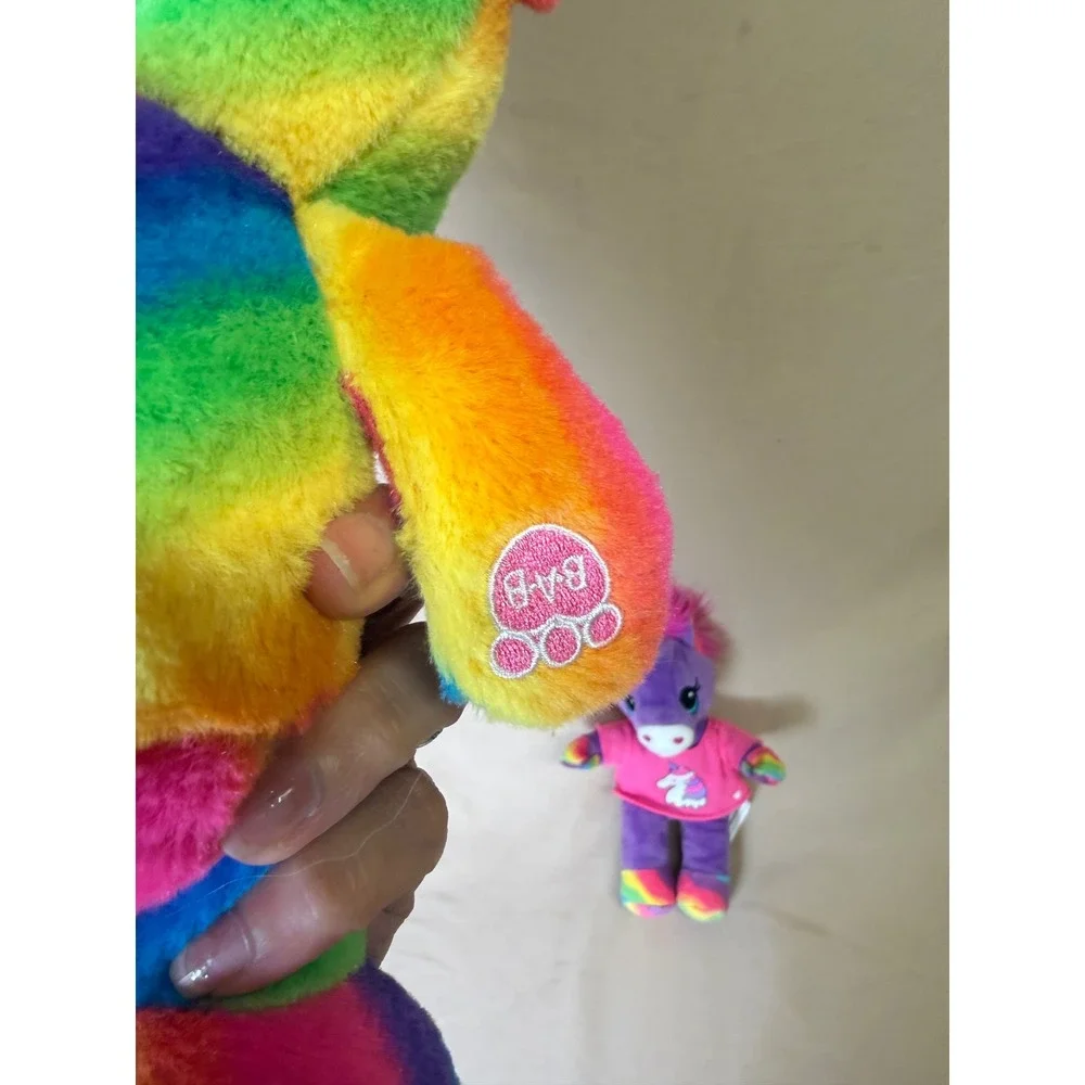 Build-A-Bear Workshop Rainbow Striped Bear and Purple Unicorn Plush Toy Set